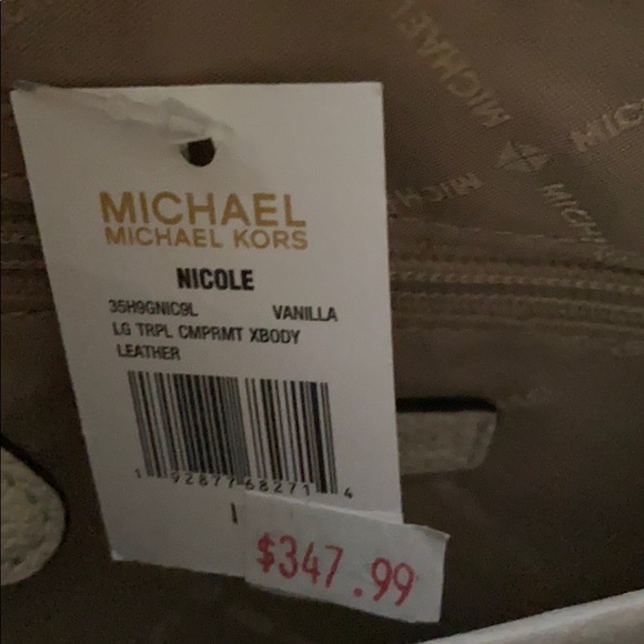 Michael Kors Nicole LG Triple Crossbody Le Vanilla - Picture 11 of 12